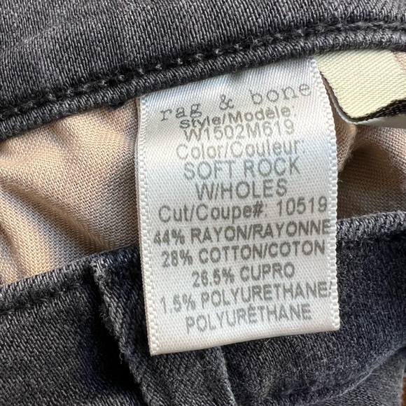 rag & bone Black Distressed Jeans in Soft Rock, Size 26 - Picture 5 of 5